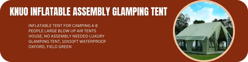 Inflatable Tent for Camping 4-8 People Large Blow Up Air Tents House, No Assembly Needed Luxury Glamping Tent, 10x10ft Waterproof Oxford, Field Green