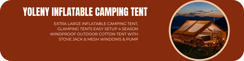 Extra Large Inflatable Camping Tent, Glamping Tents Easy Setup 4 Season Windproof Outdoor Cotton Tent with Stove Jack & Mesh Windows & Pump