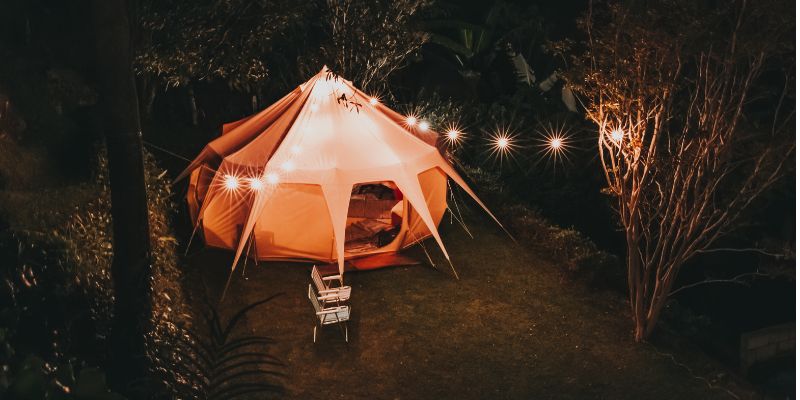 Glamping lights and generators for luxury camping